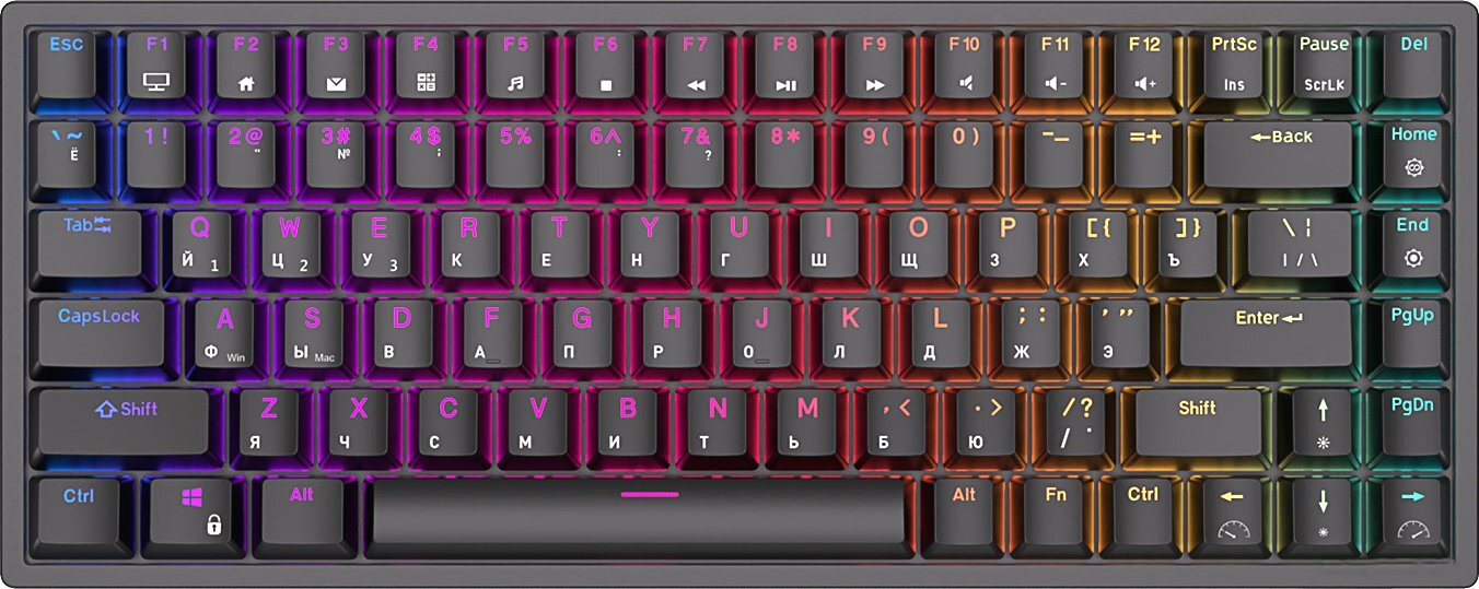 Беспроводная клавиатура Royal Kludge RK84 Black (USB/2.4 GHz/Bluetoth, RGB, Hot Swap, Red switch)
Беспроводная клавиатура Royal Kludge RK84 Black (USB/2.4 GHz/Bluetoth, RGB, Hot Swap, Red switch)
