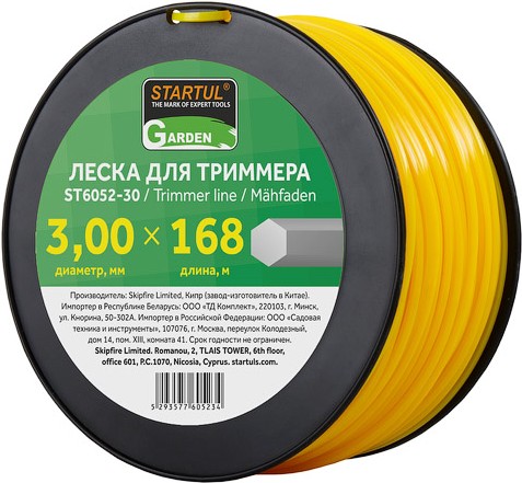 Леска для триммера Startul ST6052-30, Startul Леска ф 3.0 х 168 м шестигранное сечение Garden ST6052-30
Леска для триммера Startul ST6052-30, Startul Леска ф 3.0 х 168 м шестигранное сечение Garden ST6052-30