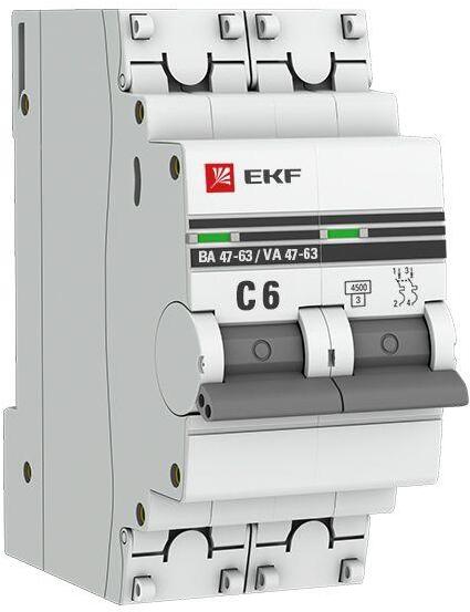 Выключатель автоматический EKF ВА 47-63 2P 6А (C) 4.5kA PROxima, Выключатель нагрузки EKF ВА 47-63 2P 6А (C) 4.5kA PROxima mcb4763-2-06C-pro
Выключатель автоматический EKF ВА 47-63 2P 6А (C) 4.5kA PROxima, Выключатель нагрузки EKF ВА 47-63 2P 6А (C) 4.5kA PROxima mcb4763-2-06C-pro