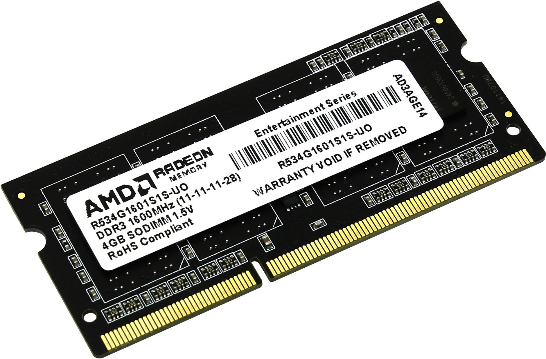 Оперативная память AMD Radeon Entertainment 4GB DDR3 SO-DIMM (R534G1601S1S-UO), Radeon Entertainment 4GB DDR3 SO-DIMM
Оперативная память AMD Radeon Entertainment 4GB DDR3 SO-DIMM (R534G1601S1S-UO), Radeon Entertainment 4GB DDR3 SO-DIMM