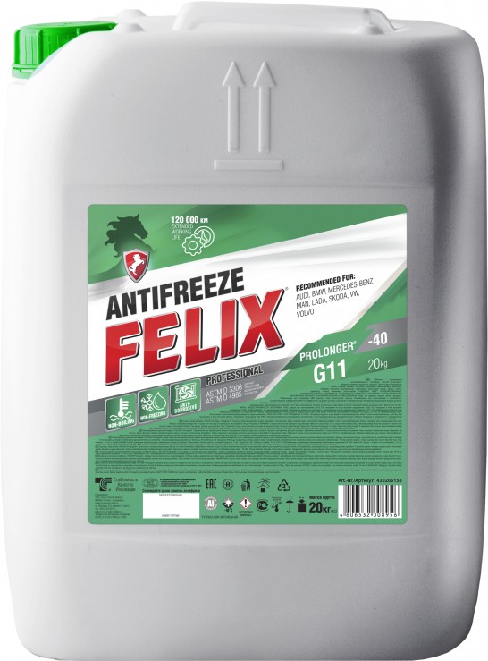 Антифриз FELIX Prolonger G11 до -40 С / 430206158 (20кг, зеленый), Антифриз Felix Prolonger G11 до -40°С 20кг 430206158 зеленый
Антифриз FELIX Prolonger G11 до -40 С / 430206158 (20кг, зеленый), Антифриз Felix Prolonger G11 до -40°С 20кг 430206158 зеленый