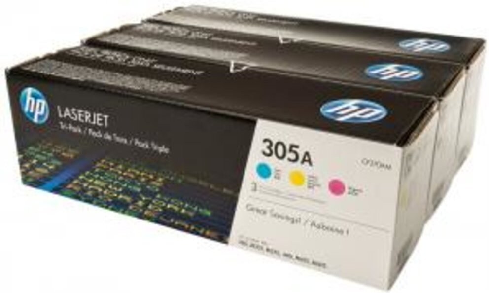 Картридж для принтера HP 305A 3-pack (CF370AM), Тонер Картридж HP 305A голубой/желтый/пурпурный (CF370AM) 3-pack
Картридж для принтера HP 305A 3-pack (CF370AM), Тонер Картридж HP 305A голубой/желтый/пурпурный (CF370AM) 3-pack