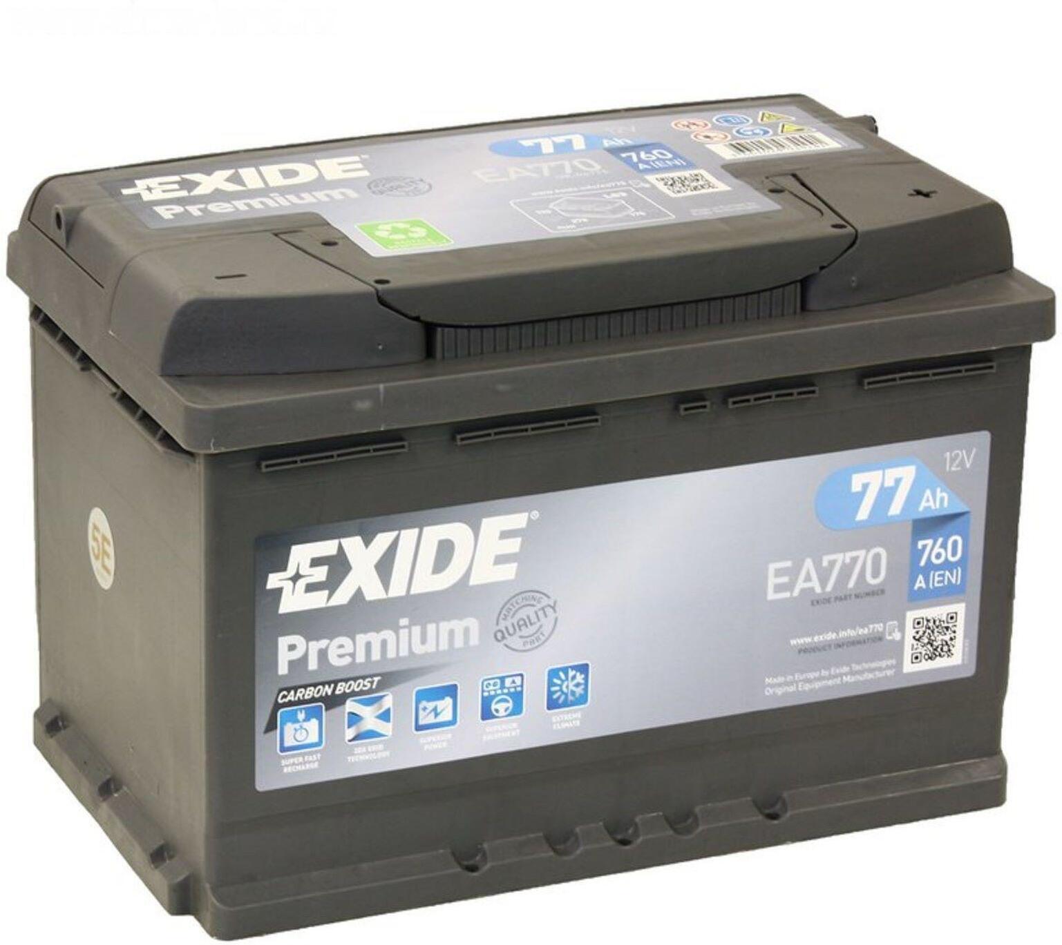 Автомобильный аккумулятор Exide Premium EA770 (77 А/ч), Аккумулятор Exide Premium EA770 77 А/ч
Автомобильный аккумулятор Exide Premium EA770 (77 А/ч), Аккумулятор Exide Premium EA770 77 А/ч