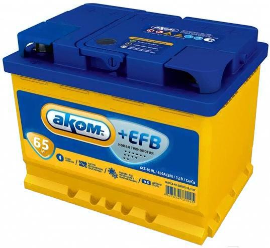 Автомобильный аккумулятор AKOM 6СТ-65 Евро+EFB (65 А/ч), Аккумулятор AKOM 6СТ-65 Евро+EFB 65 А/ч
Автомобильный аккумулятор AKOM 6СТ-65 Евро+EFB (65 А/ч), Аккумулятор AKOM 6СТ-65 Евро+EFB 65 А/ч