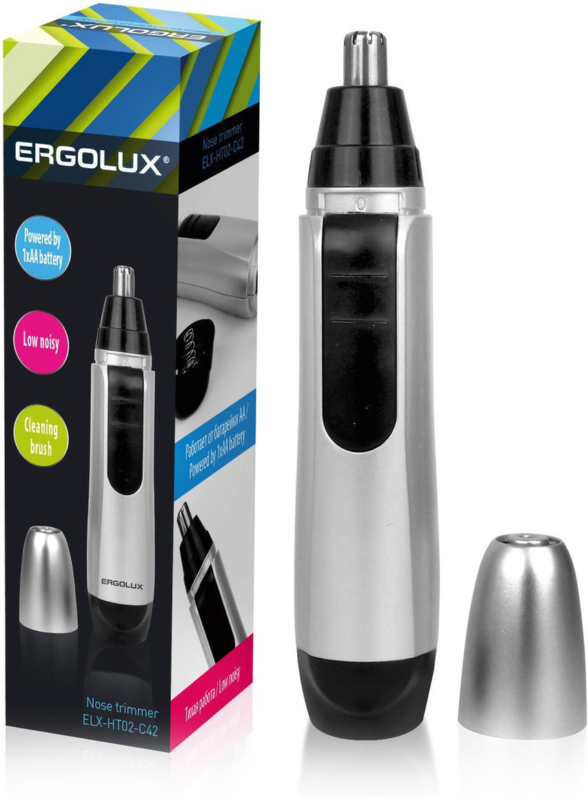 Триммер для волос и бороды Ergolux ELX-HT02-C42 серебро, Триммер для носа и ушей Ergolux ELX-HT02-C42
Триммер для волос и бороды Ergolux ELX-HT02-C42 серебро, Триммер для носа и ушей Ergolux ELX-HT02-C42