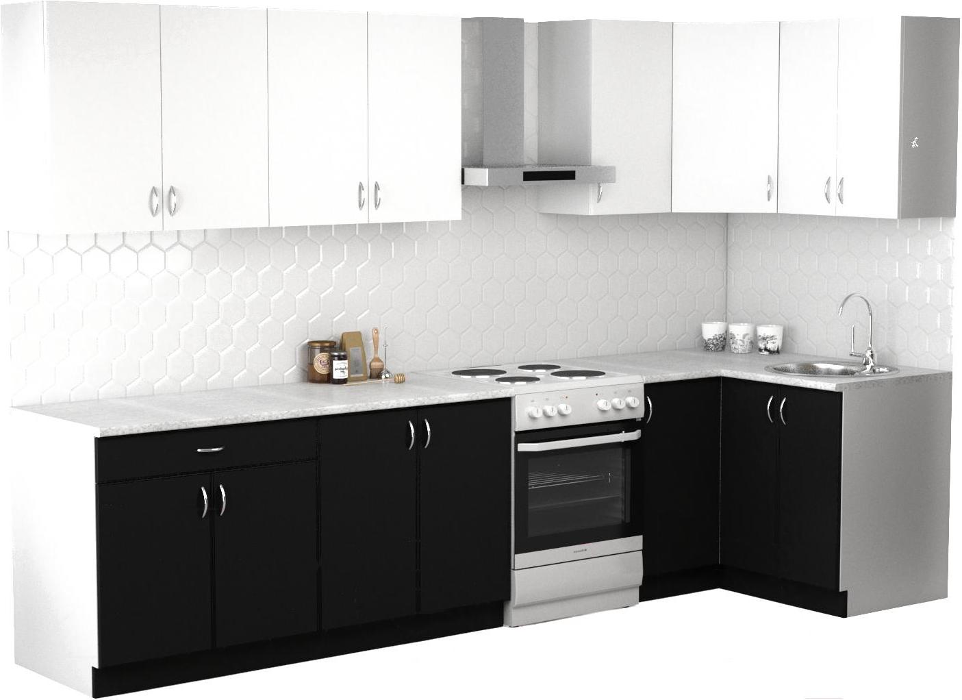 Готовая кухня Сивирин-Компани Клео лайт 1.2x2.6 правая черный/белый 
Готовая кухня Сивирин-Компани Клео лайт 1.2x2.6 правая черный/белый