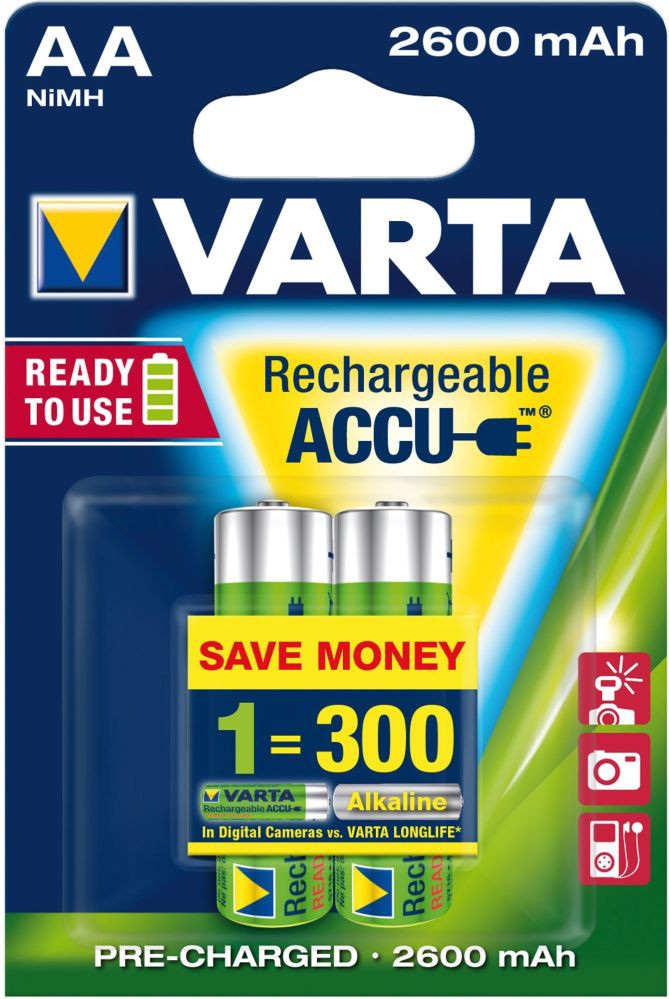 Батарейка, аккумулятор, зарядное Varta ACCU R2U AA 2600mAh BLI 2, Аккумуляторная батарейка Varta ACCU R2U AA 2600mAh BLI 2
Батарейка, аккумулятор, зарядное Varta ACCU R2U AA 2600mAh BLI 2, Аккумуляторная батарейка Varta ACCU R2U AA 2600mAh BLI 2