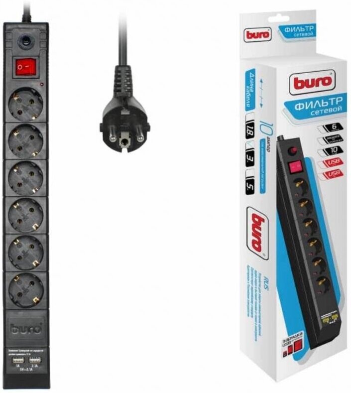 Сетевой фильтр Buro BU-SP3_USB_2A-B, Сетевой фильтр Buro BU-SP3_USB_2A-B 3м (6 розеток) (коробка) черный
Сетевой фильтр Buro BU-SP3_USB_2A-B, Сетевой фильтр Buro BU-SP3_USB_2A-B 3м (6 розеток) (коробка) черный