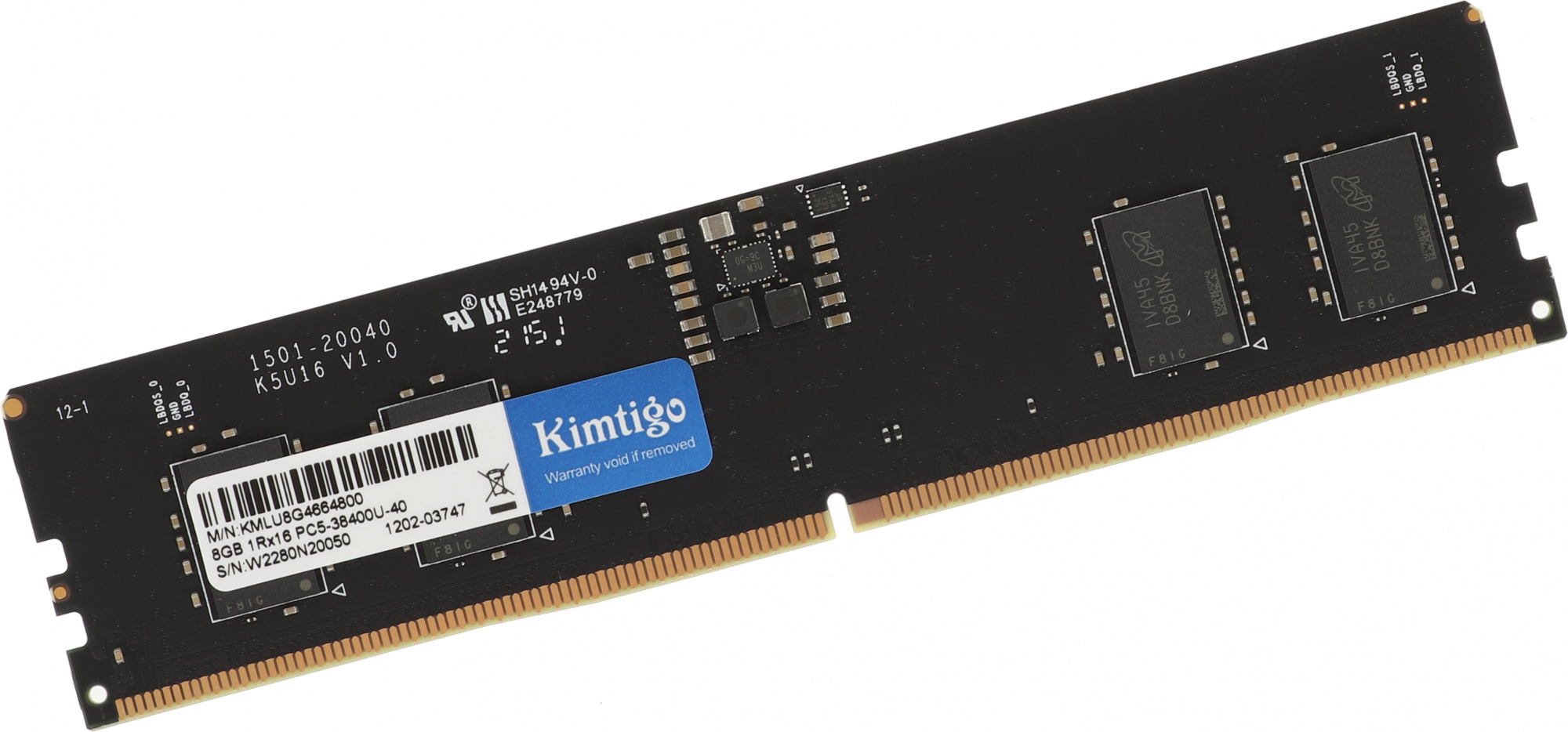 Оперативная память Kimtigo DDR5 8Gb 4800MHz RTL PC5-38400 DIMM 288-pin (KMLU8G4664800)
Оперативная память Kimtigo DDR5 8Gb 4800MHz RTL PC5-38400 DIMM 288-pin (KMLU8G4664800)