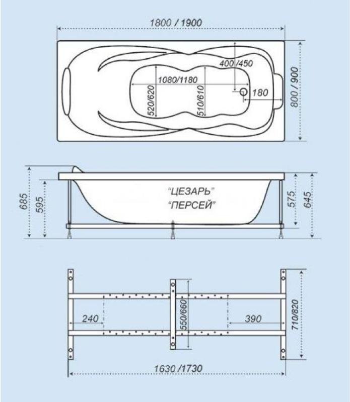 

Ванна акриловая Triton Персей 190x90 (с каркасом), Персей 190x90 с каркасом