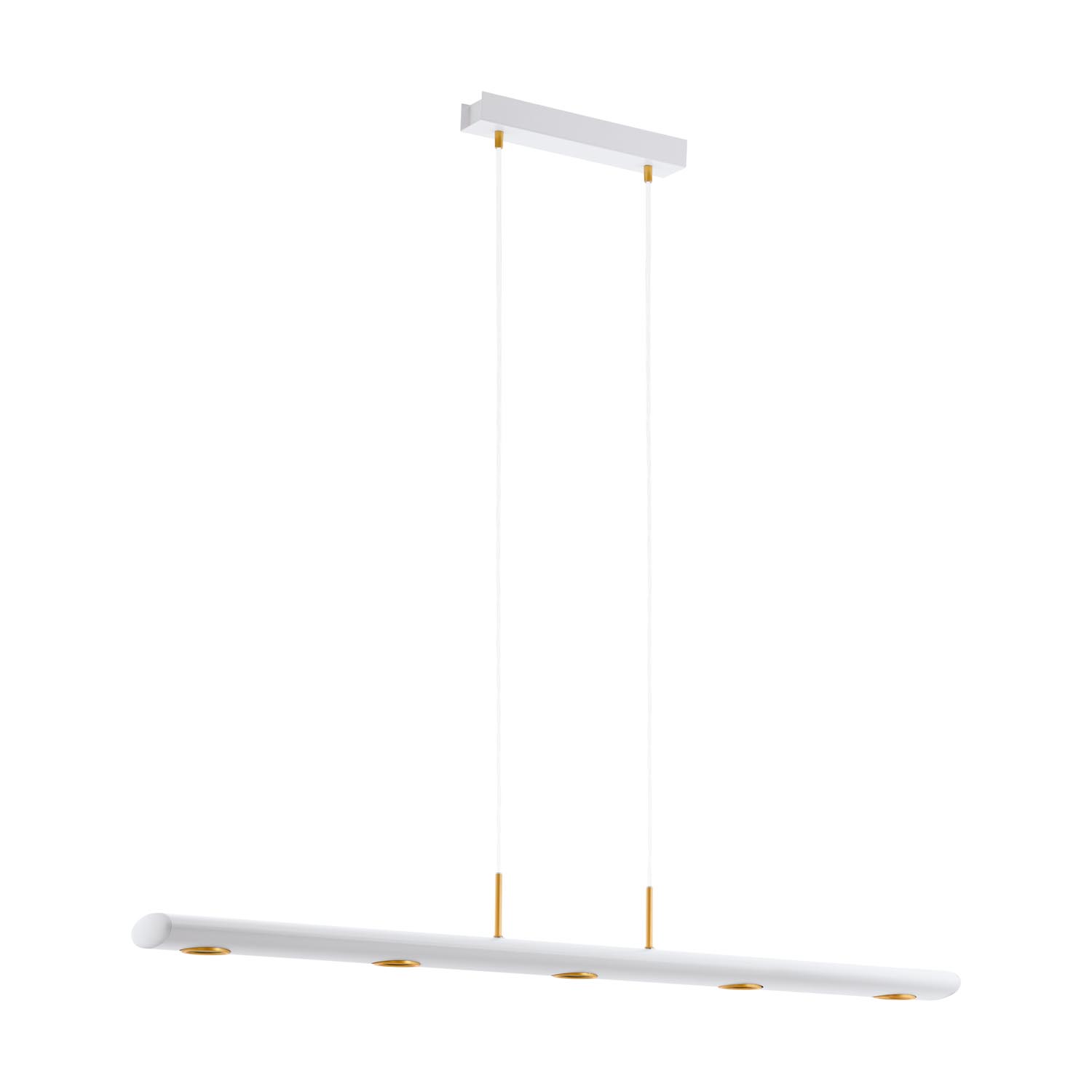 

Потолочный подвесной светильник Eglo Canelas 5х4.6W LED 5х290lm L1160 H1100 алюминий/белый/золото [39371], Canelas 5х4.6W LED 5х290lm L1160 H1100