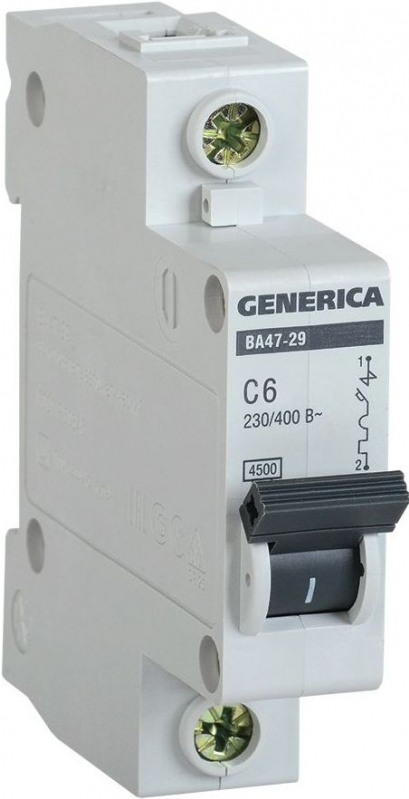 

Автоматический выключатель Generica MVA25-1-006-C