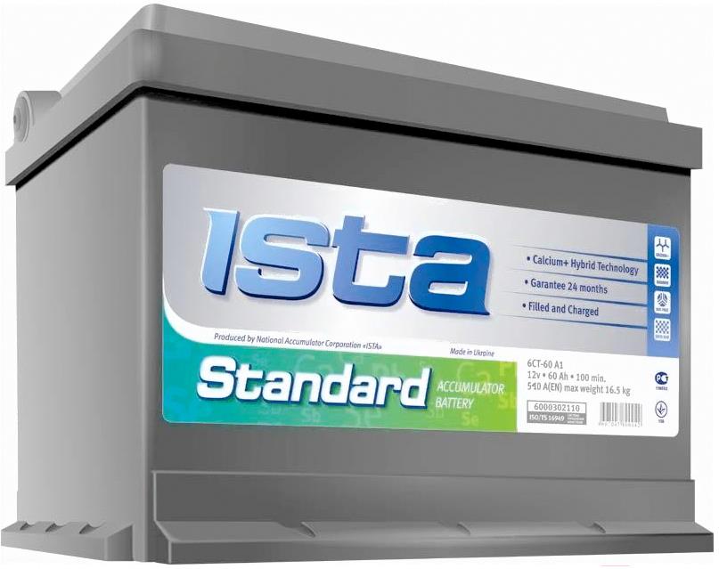 

Автомобильный аккумулятор Ista Standard 6СТ-60А1 Е (60 А/ч), Standard 6СТ-60А1 Е 60 А/ч