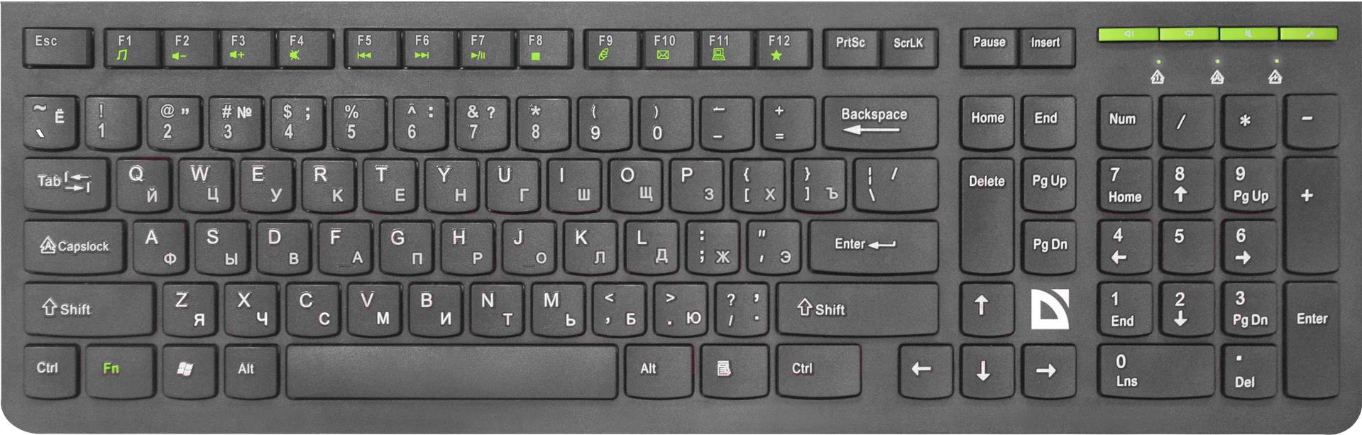 

Клавиатура Defender UltraMate SM-536 черный, Клавиатура Defender UltraMate SM-536 RU