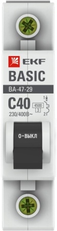

Выключатель нагрузки EKF ВА 47-29 1P 40А C 4.5кА