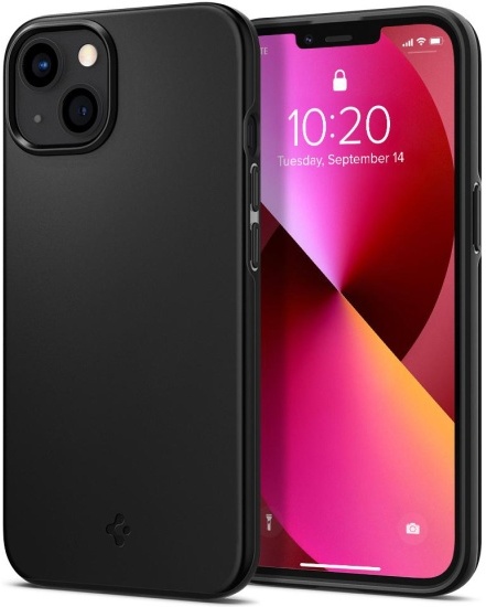 

Чехол для iPhone 13 пластиковый тонкий Spigen Thin Fit черный