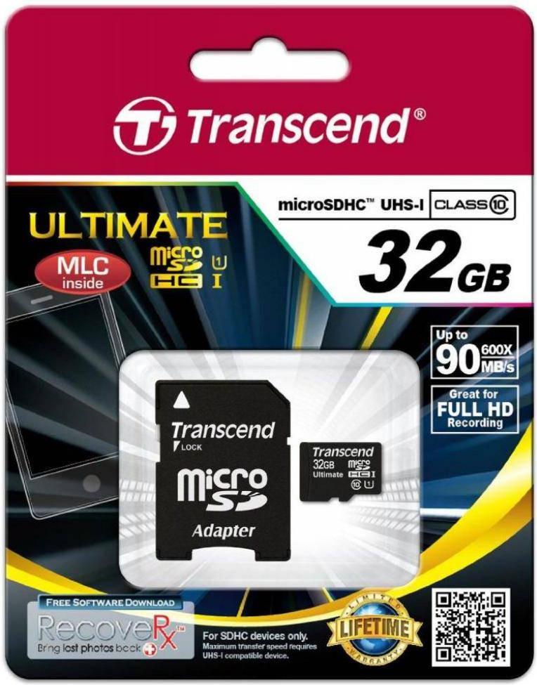 

Карта памяти Transcend microSDHC UHS-I U1 Class 10 600x Ultimate 32GB (TS32GUSDHC10U1), microSDHC UHS-I U1 Class 10 600x Ultimate 32GB