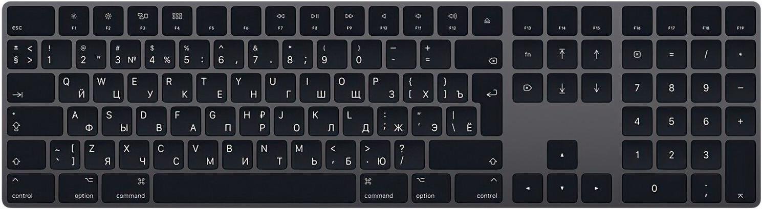 

Клавиатура Apple Magic Keyboard With Numeric Keypad / MRMH2RS/A (космический серый), Magic Keyboard with Numeric Keypad