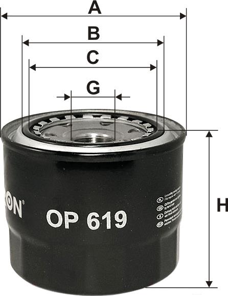

Фильтр масляной Filtron OP619, OP619