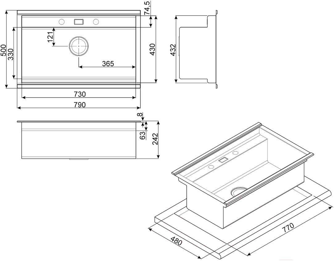 

Кухонная мойка Smeg VQMX79N2, VQMX79N2