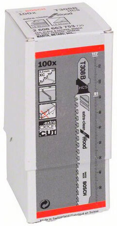 

Пилка для лобзика Bosch T308B HCS Extra-Clean for Wood 100 шт [2.608.663.753], Пилка для лобзика Bosch T308B HCS Extra-Clean for Wood 100 шт 2.608.663.753