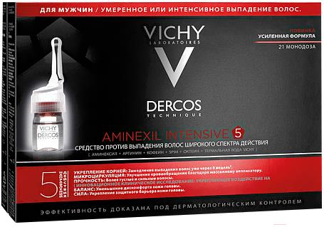 

Ампулы для волос Vichy Dercos Aminexil Intensive 5 против выпадения для мужчин 21 шт, Ампулы Dercos Aminexil Intensive 5 против выпадения для мужчин 21шт