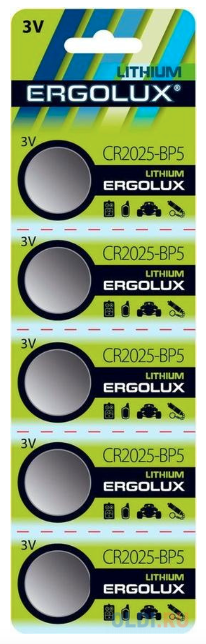 

Батарейка Ergolux Lithium CR2025 5 шт. (CR2025-BP5)