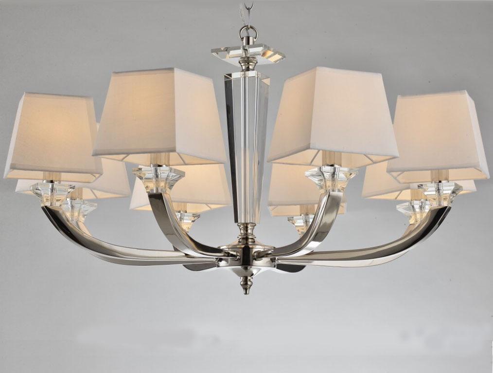 

Подвесная люстра NEWPORT D82*H45/145 cm E14 8*60W Nickel Clear crystal Shade white [11408/C], Подвесная люстра NEWPORT D82*H45/145 cm E14 8*60W 11408/C Nickel Clear crystal Shade white