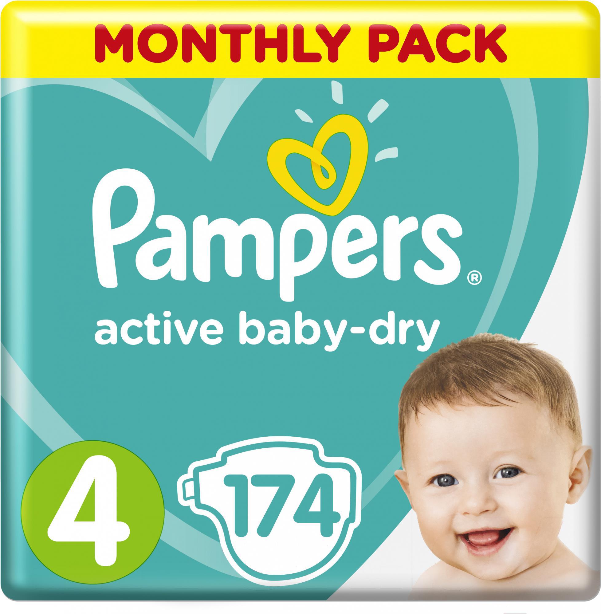 

Детские подгузники Pampers Active Baby-Dry 4 Maxi 174шт, Active Baby-Dry 4 Maxi 174шт