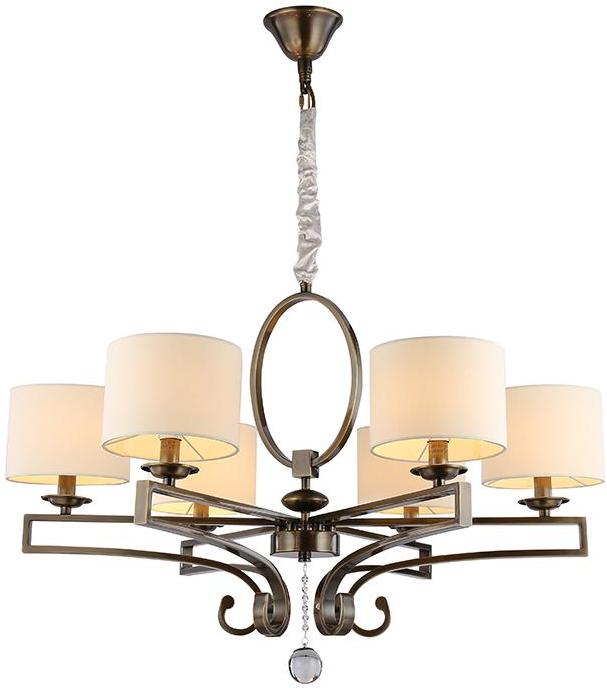 

Подвесная люстра NEWPORT D80,5*H50,5 cm E14 6*60W Black brass Clear crystal Shade beige [31306+1/C B/C], D80,5*H50,5 cm E14 6*60W