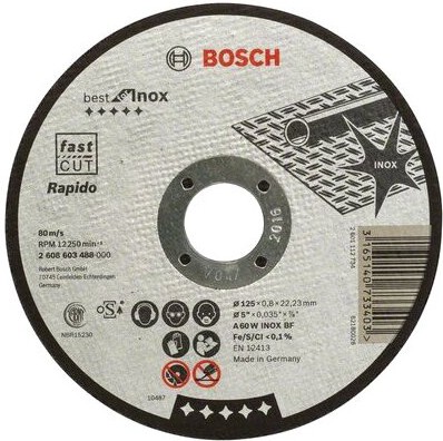 

Отрезной круг Bosch 2.608.603.488, Отрезной круг Bosch 125x0.8 Best for Inox 2.608.603.488