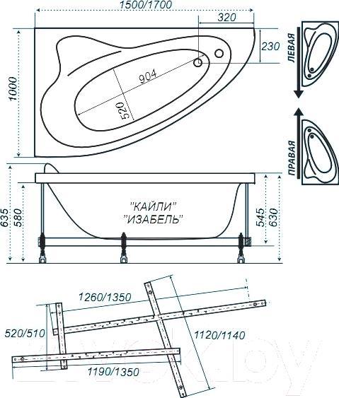 

Ванна Triton Кайли 150x100 L с каркасом, Кайли 150x100 L с каркасом