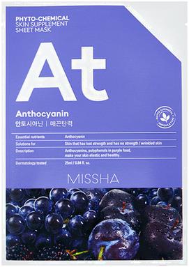 

Маска для лица тканевая Missha Phyto-Chemical Skin Supplement Sheet Mask Anthocyanin Lifting (25мл), Phyto-Chemical Skin Supplement Sheet Mask Anthocyanin Lifting 25мл