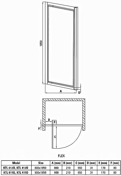 

Душевая дверь Deante Flex KTL 012D