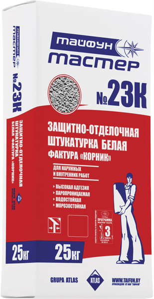 

Штукатурка Тайфун Мастер №23К-2 фактура корник 1.5мм (25кг)
