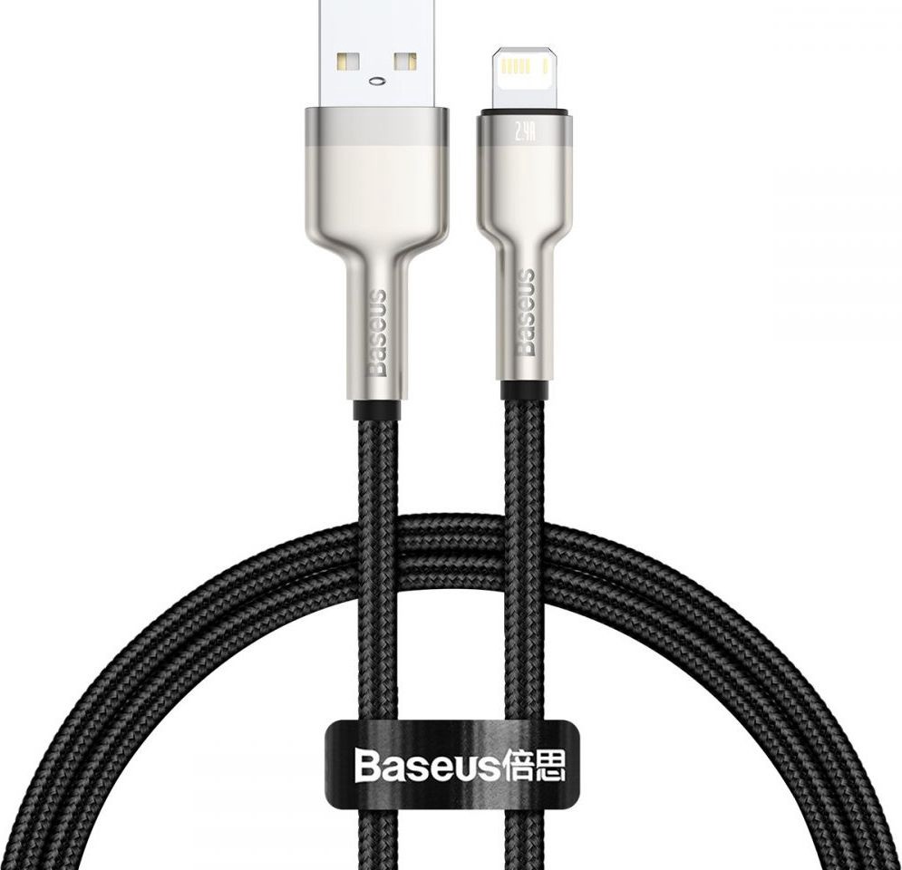 

Кабель для компьютера Baseus Cafule Series Metal Data USB to IP 2.4A 0.25м черный черный [CALJK-01], Кабель Baseus CALJK-01 Cafule Series Metal Data Cable USB to Lightning 2.4A 0.25m Black (Baseus Cafule Series Metal Data Cable USB to IP 2.4A 0.25m Black 
