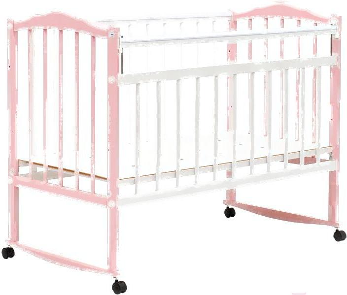 

Детская кроватка Bambini М.01.10.09 (белый/розовый), Классика М.01.10.09 на колесах