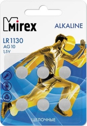 

Батарейка Mirex AG10/LR1130 [23702-LR1130-E6], Батарейка Mirex AG10/LR1130 23702-LR1130-E6