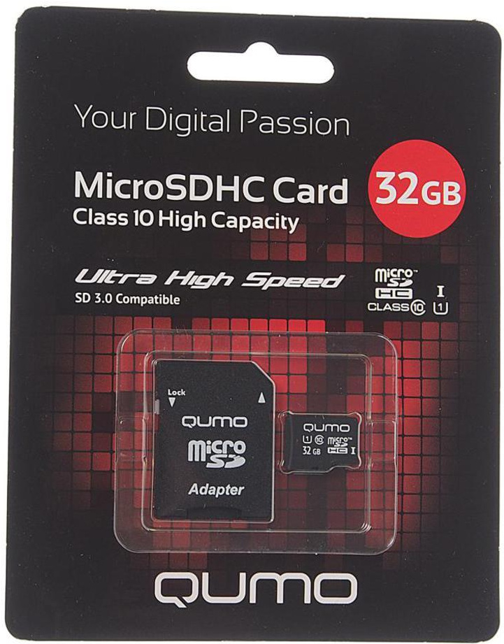 

Карта памяти QUMO microSDHC QM32GMICSDHC10NA 32GB, Карта памяти QUMO 32Gb MicroSD Class 10 QM32GMICSDHC10NA