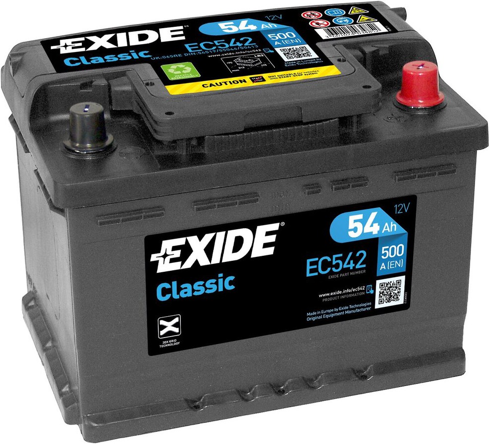 

Автомобильный аккумулятор Exide Classic EС542 50 А/ч