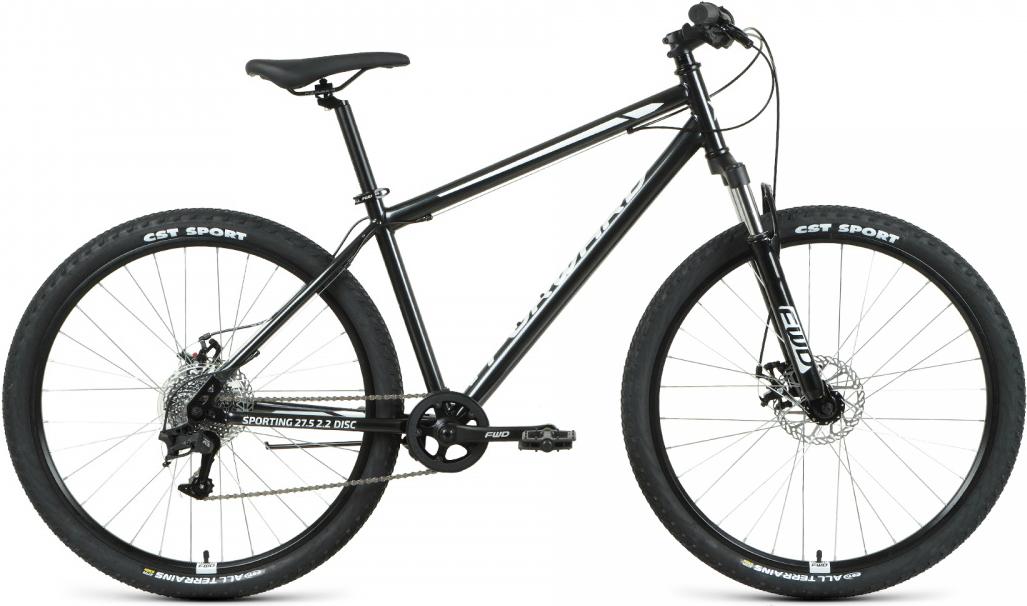 

Велосипед Forward Sporting 27.5'' 2.2 Disc 2021 рама 17 дюймов черный/белый [RBKW1M17G014], Sporting 27.5 2.2 Disc 2021 17'