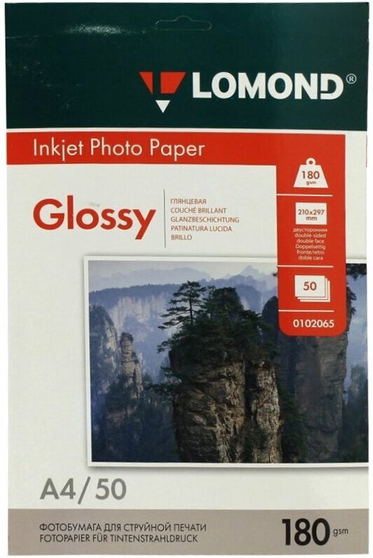 

Фотобумага Lomond Двусторонняя глянцевая A4 180 г/м2 50л (0102065)