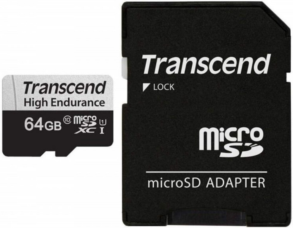 

Карта памяти Transcend microSD 64GB microSDXC Class 10, UHS-I U1, High Endurance SD адаптер, Карта памяти Transcend microSD 64GB microSDXC Class 10, UHS-I U1, High Endurance SD адаптер TS64GUSD350V