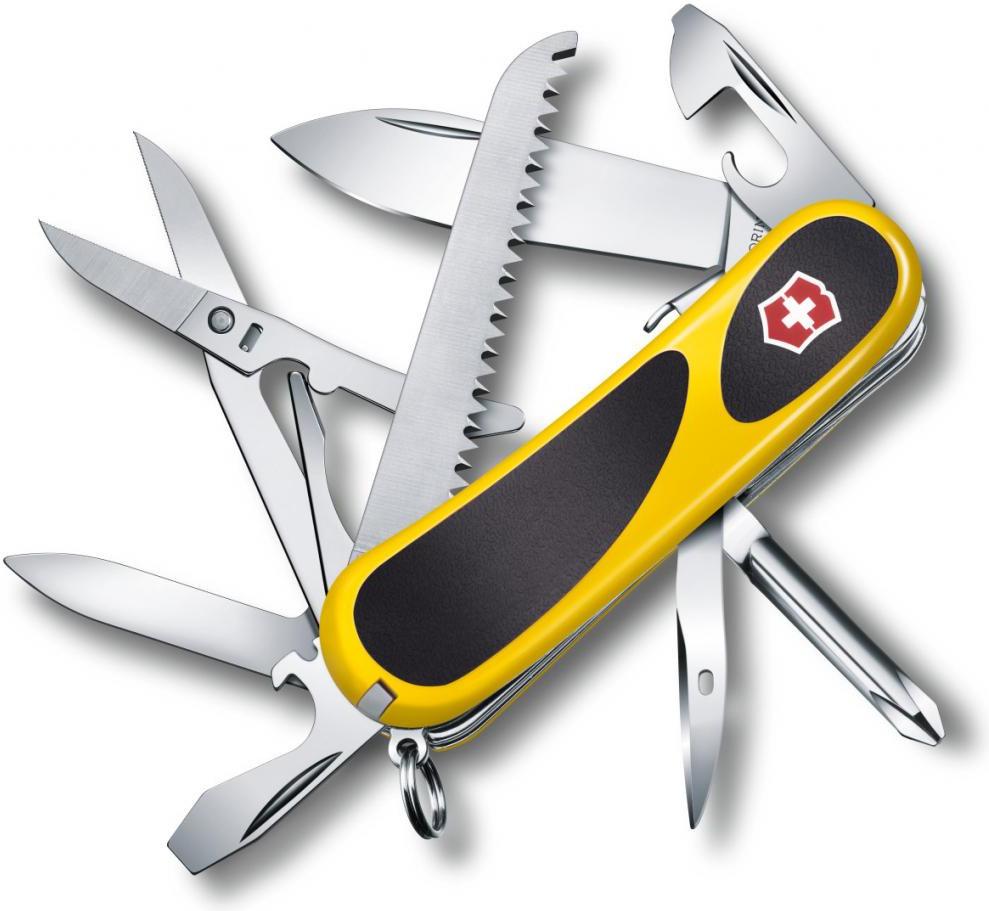 

Туристический нож Victorinox EvoGrip S18 15 функций карт. коробка желтый/черный [2.4913.SC8], EvoGrip S18 15 функций карт. коробка
