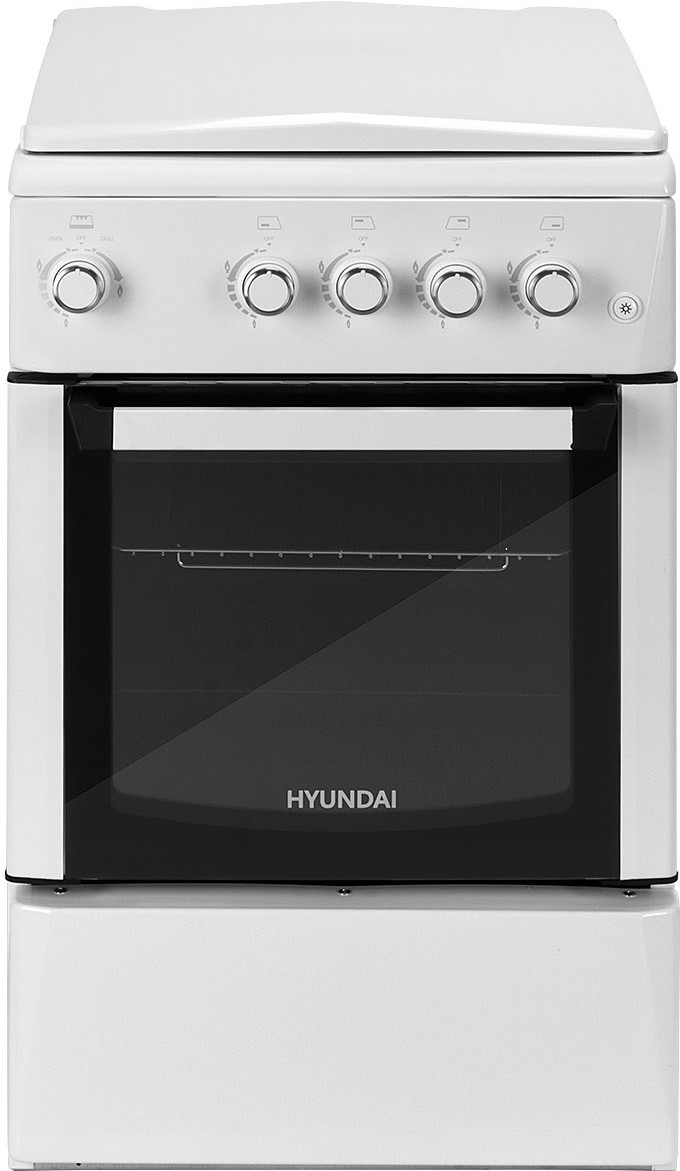 

Кухонная плита Hyundai Газовая (металлическая крышка) белый [RGG225], Кухонная плита Hyundai RGG225 белый