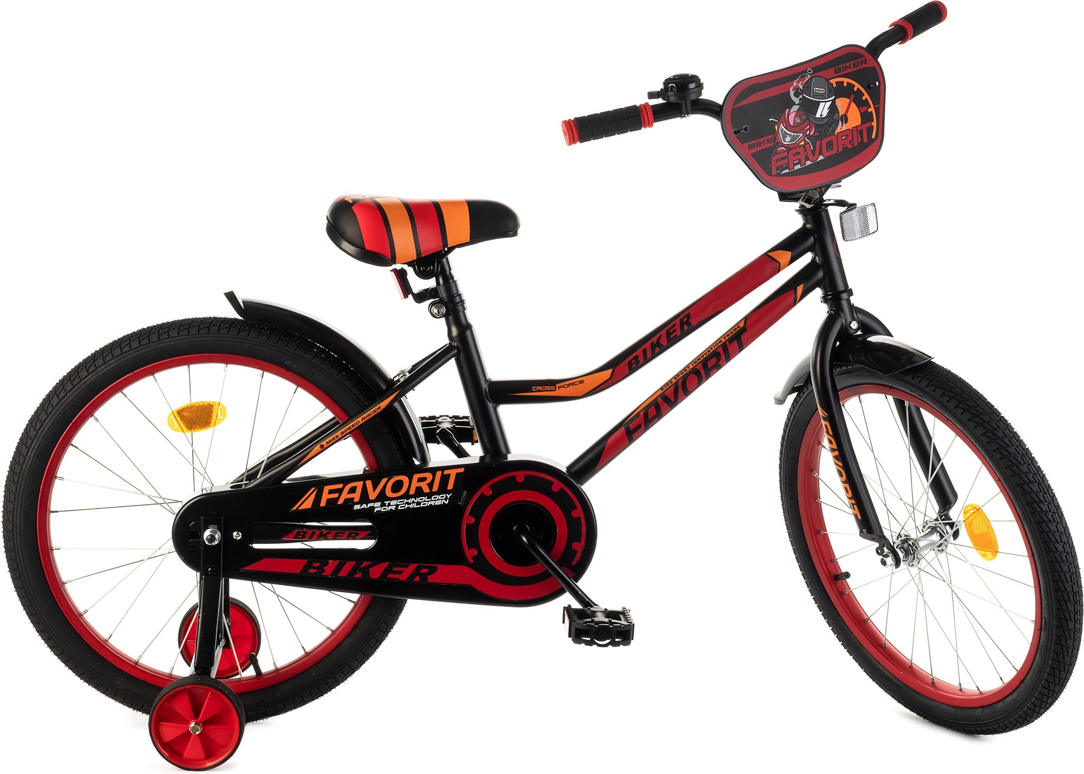 

Велосипед детский Favorit Biker 18'' оранжевый/черный [BIK-P18RD], Детский велосипед Favorit Biker 18 (черный/красный, 2019)