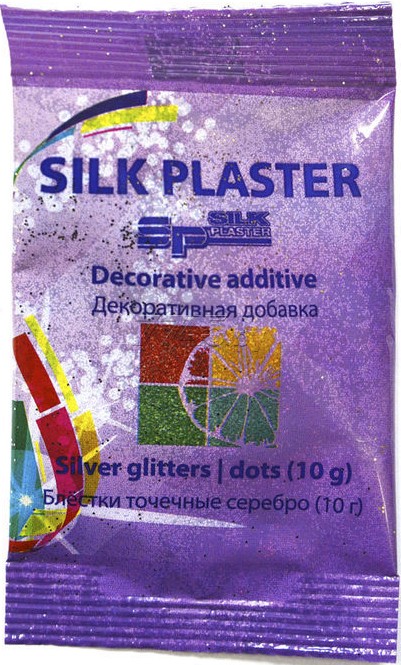 

Жидкие обои Silk Plaster Блестки для жидких обоев Точка мини 10гр серебристый