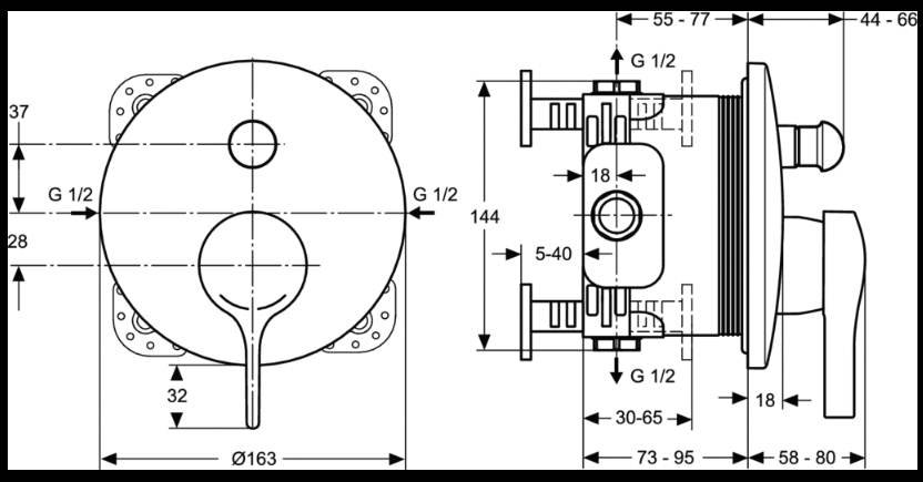 

Смеситель Ideal Standard Melange встраиваемый [A4720AA], Melange встраиваемый