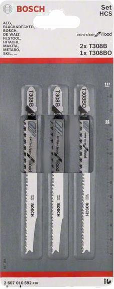 

Набор пилок для лобзика Bosch T308B/ T308BO ExtraCleanWood [2.607.010.592], Пилка для лобзика Bosch Набор T308B/ T308BO ExtraCleanWood 2.607.010.592