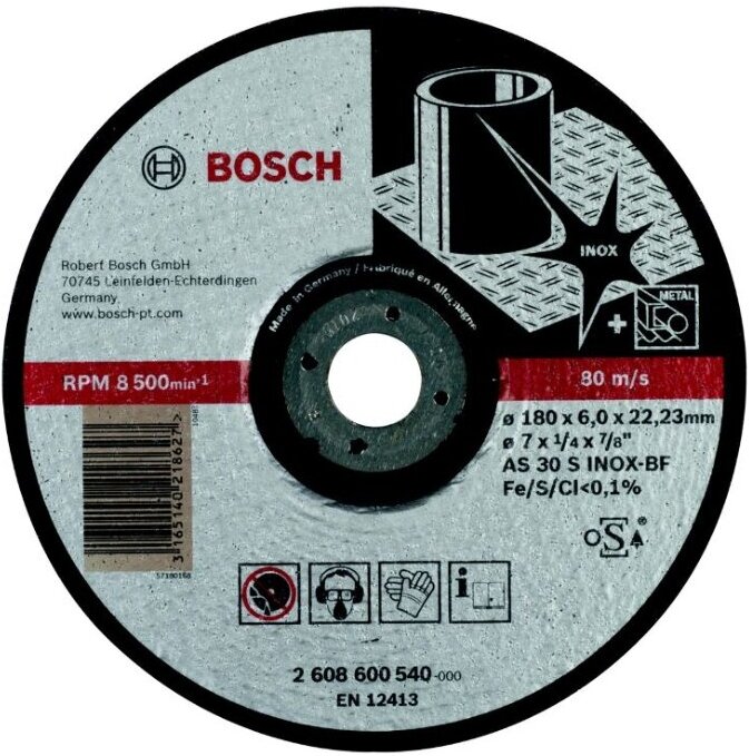

Обдирочный круг Bosch 2.608.600.540, Обдирочный круг Bosch 180*6.0 мм INOX 2.608.600.540